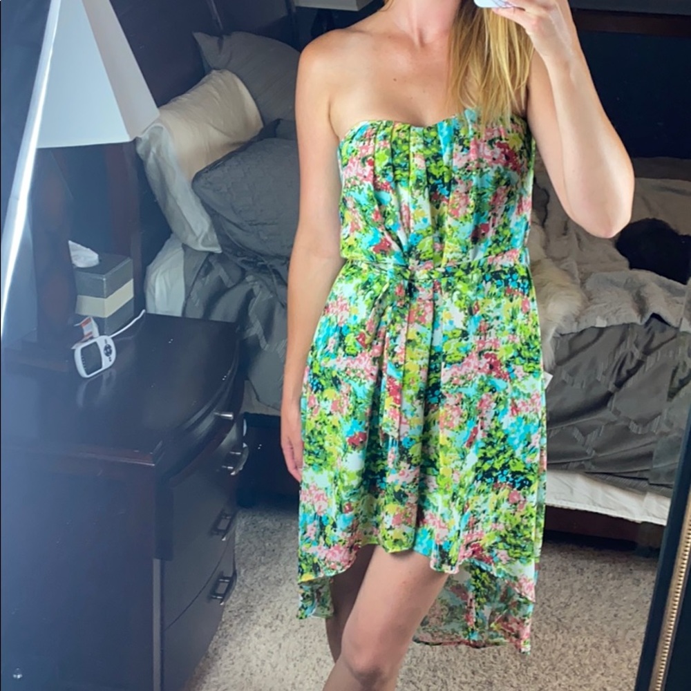 Lavender Brown Strapless Floras Dress, Small, New without Tags